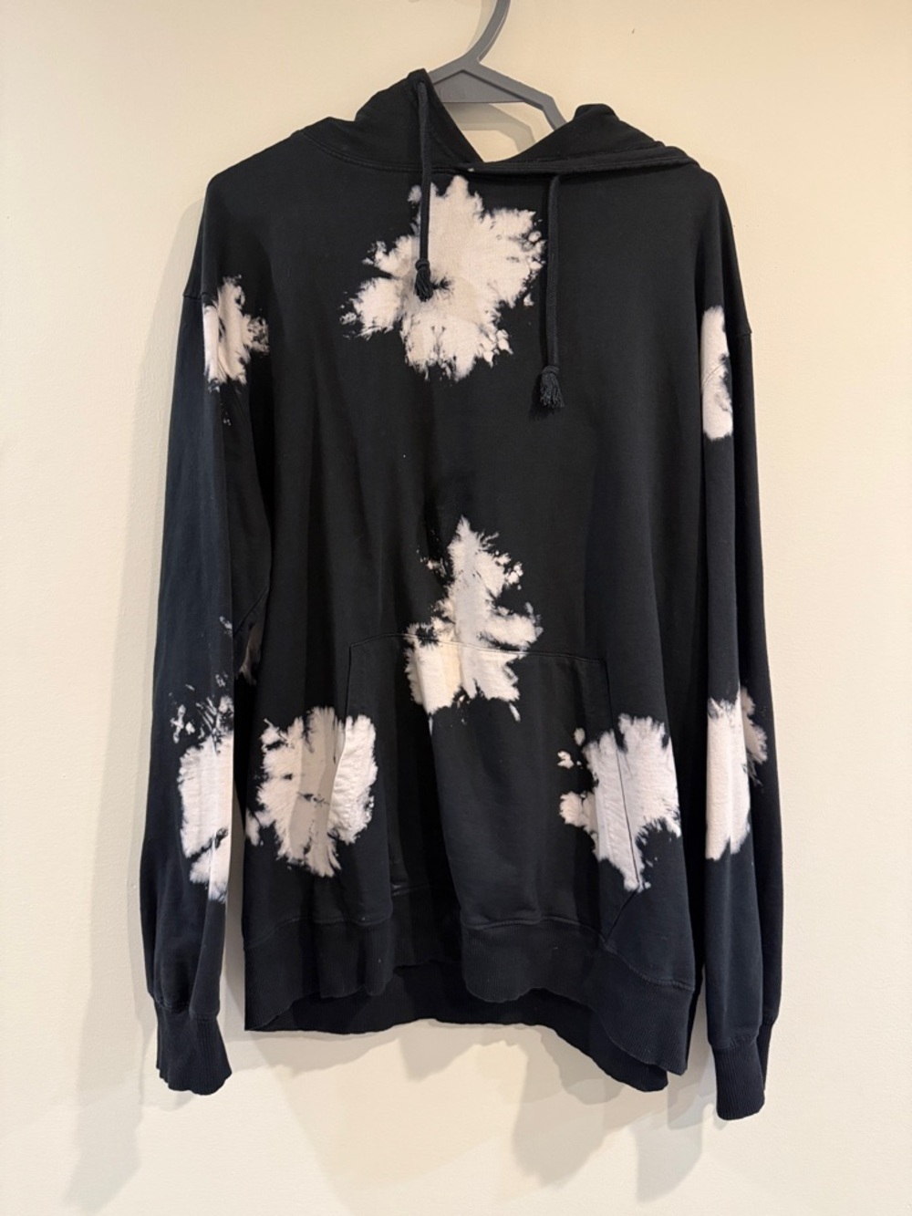 Black Tie-Dye Pullover Hoodie - Casual Men's Sweatshirt